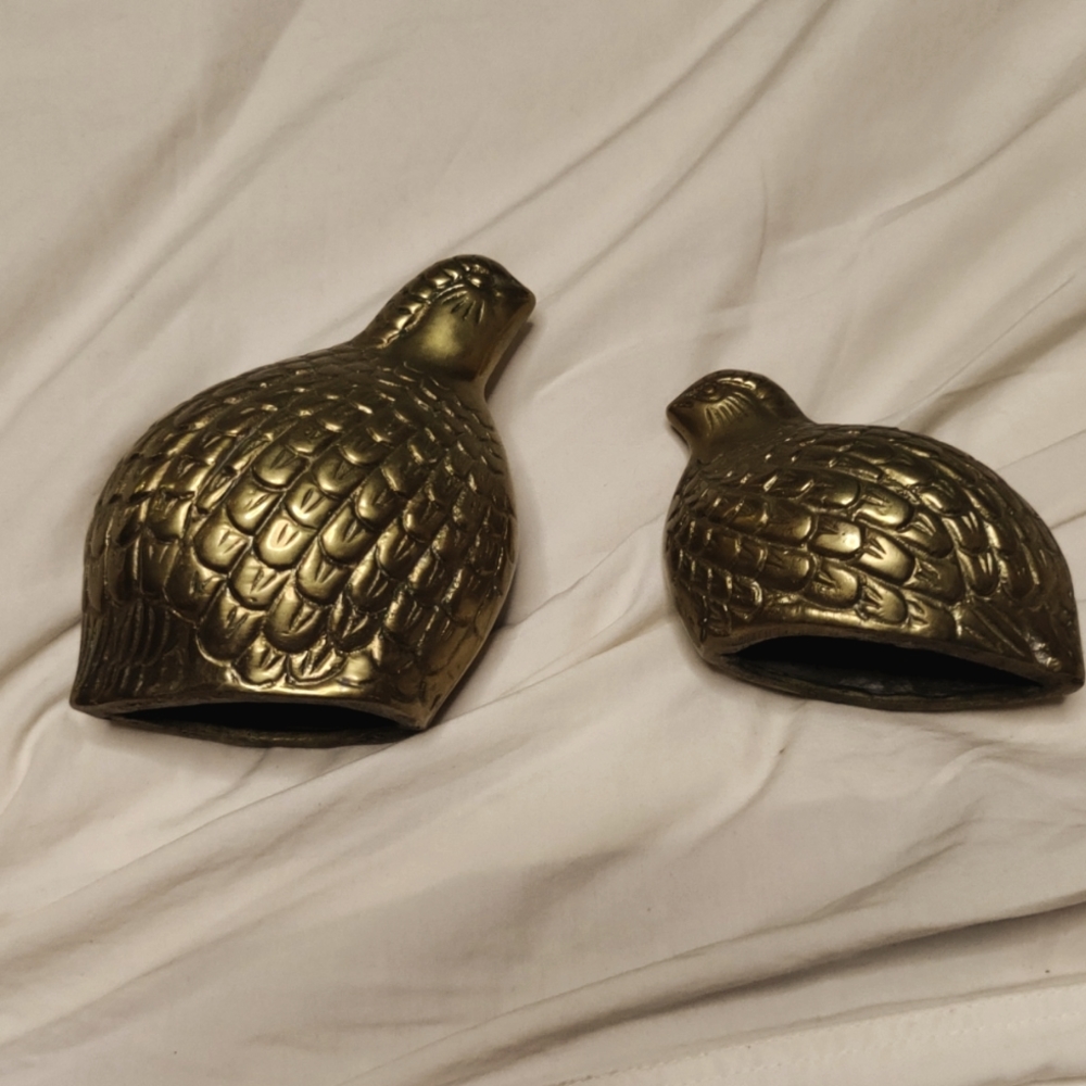 Vintage Mid-century brass pheasant statues